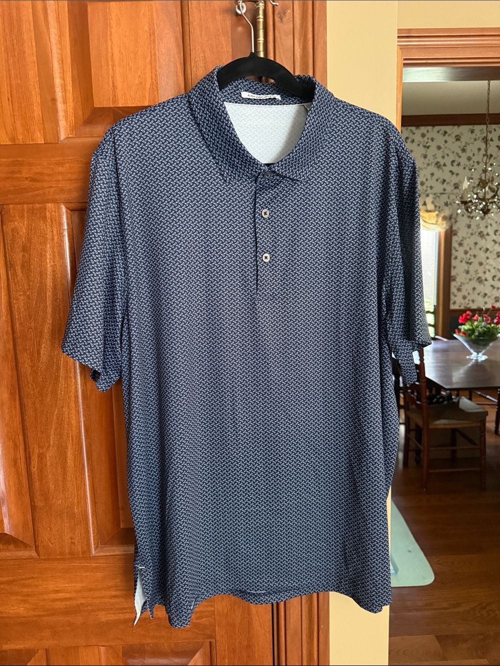 Ashworth Men's Navy Micro-Pattern Polo